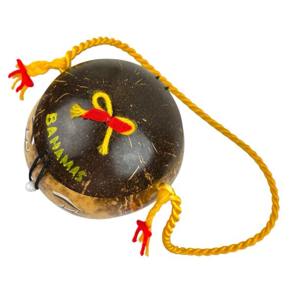 Vintage Kitschy Bahamas Coconut Purse Bank Tiki Folk Art Souvenir Novelty Bag - Picture 4 of 9